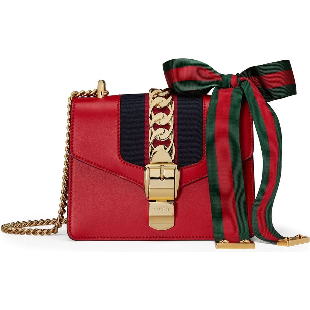 New Authentic Gucci Leather Shoulder bag Mini Red - Picture 3 of 12
